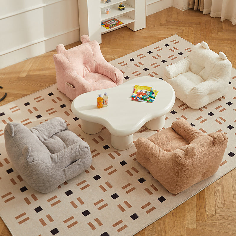 Contemporary Kids' Square Armrest & Backrest with Storage Pocket – Lambswool Fabric, EPS Foam, Cute Ear Design, Ideal Living Room Sofa Accessory