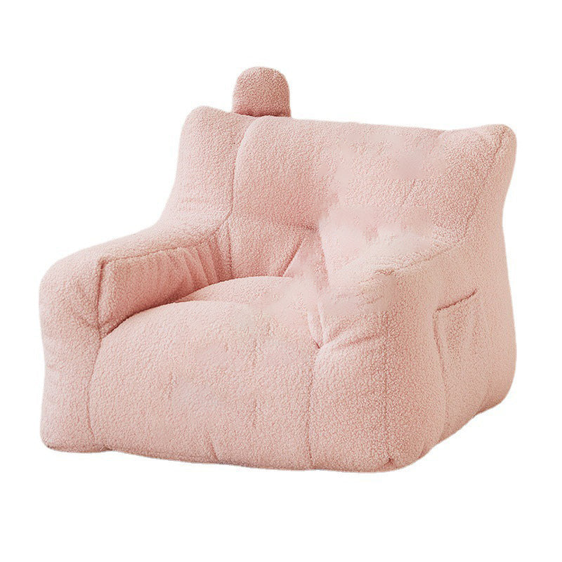 Contemporary Kids' Square Armrest & Backrest with Storage Pocket – Lambswool Fabric, EPS Foam, Cute Ear Design, Ideal Living Room Sofa Accessory