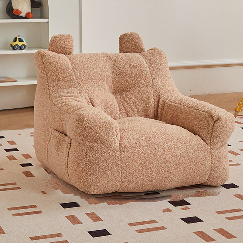 Contemporary Kids' Square Armrest & Backrest with Storage Pocket – Lambswool Fabric, EPS Foam, Cute Ear Design, Ideal Living Room Sofa Accessory