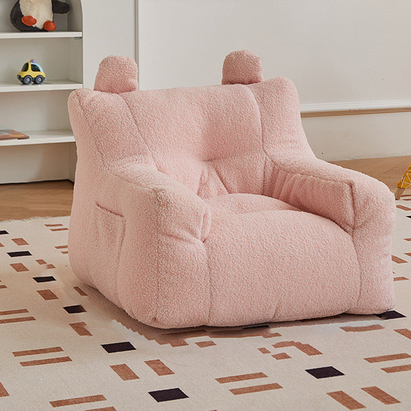 Contemporary Kids' Square Armrest & Backrest with Storage Pocket – Lambswool Fabric, EPS Foam, Cute Ear Design, Ideal Living Room Sofa Accessory