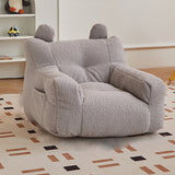 Contemporary Kids' Square Armrest & Backrest with Storage Pocket – Lambswool Fabric, EPS Foam, Cute Ear Design, Ideal Living Room Sofa Accessory