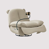 Nordic Contemporary Bear-Square Faux Leather Recliner Chair with Motorized 360° Rotation, Rocking Backrest and Footrest, Steel Frame, Dutch Fleece Cotton Sponge Cushions for Living Room