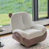 Nordic Contemporary Bear-Square Faux Leather Recliner Chair with Motorized 360° Rotation, Rocking Backrest and Footrest, Steel Frame, Dutch Fleece Cotton Sponge Cushions for Living Room