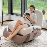 Nordic Contemporary Bear-Square Faux Leather Recliner Chair with Motorized 360° Rotation, Rocking Backrest and Footrest, Steel Frame, Dutch Fleece Cotton Sponge Cushions for Living Room