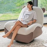 Nordic Contemporary Bear-Square Faux Leather Recliner Chair with Motorized 360° Rotation, Rocking Backrest and Footrest, Steel Frame, Dutch Fleece Cotton Sponge Cushions for Living Room