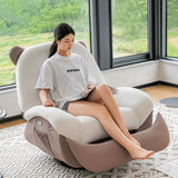 Nordic Contemporary Bear-Square Faux Leather Recliner Chair with Motorized 360° Rotation, Rocking Backrest and Footrest, Steel Frame, Dutch Fleece Cotton Sponge Cushions for Living Room
