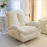 Nordic Contemporary Bear-Square Faux Leather Recliner Chair with Motorized 360° Rotation, Rocking Backrest and Footrest, Steel Frame, Dutch Fleece Cotton Sponge Cushions for Living Room