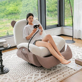 Nordic Contemporary Bear-Square Faux Leather Recliner Chair with Motorized 360° Rotation, Rocking Backrest and Footrest, Steel Frame, Dutch Fleece Cotton Sponge Cushions for Living Room