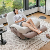 Nordic Contemporary Bear-Square Faux Leather Recliner Chair with Motorized 360° Rotation, Rocking Backrest and Footrest, Steel Frame, Dutch Fleece Cotton Sponge Cushions for Living Room