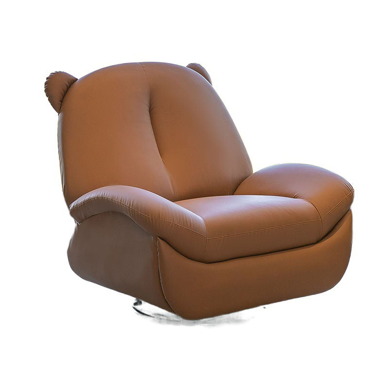 Nordic Contemporary Bear-Square Faux Leather Recliner Chair with Motorized 360° Rotation, Rocking Backrest and Footrest, Steel Frame, Dutch Fleece Cotton Sponge Cushions for Living Room