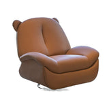 Nordic Contemporary Bear-Square Faux Leather Recliner Chair with Motorized 360° Rotation, Rocking Backrest and Footrest, Steel Frame, Dutch Fleece Cotton Sponge Cushions for Living Room