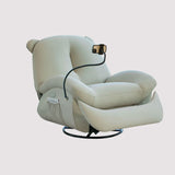 Nordic Contemporary Bear-Square Faux Leather Recliner Chair with Motorized 360° Rotation, Rocking Backrest and Footrest, Steel Frame, Dutch Fleece Cotton Sponge Cushions for Living Room
