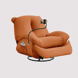 Nordic Contemporary Bear-Square Faux Leather Recliner Chair with Motorized 360° Rotation, Rocking Backrest and Footrest, Steel Frame, Dutch Fleece Cotton Sponge Cushions for Living Room