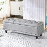 Contemporary Scandinavian Fabric-and-Wood Storage Bench, Rectangular, Backless, for Entryway