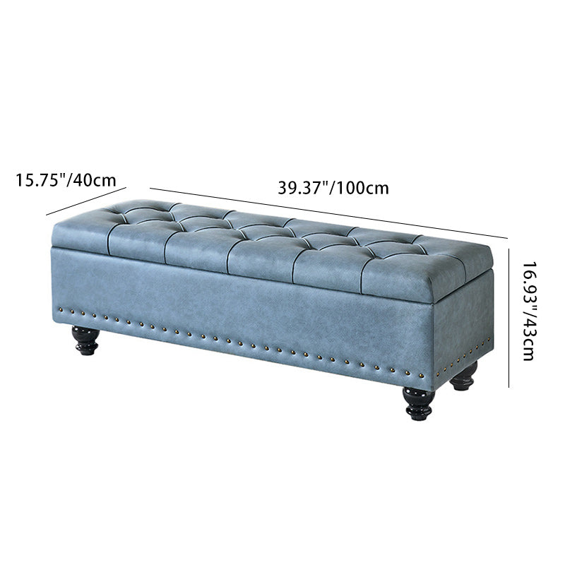 Contemporary Scandinavian Fabric-and-Wood Storage Bench, Rectangular, Backless, for Entryway