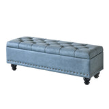 Contemporary Scandinavian Fabric-and-Wood Storage Bench, Rectangular, Backless, for Entryway