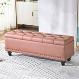 Contemporary Scandinavian Fabric-and-Wood Storage Bench, Rectangular, Backless, for Entryway
