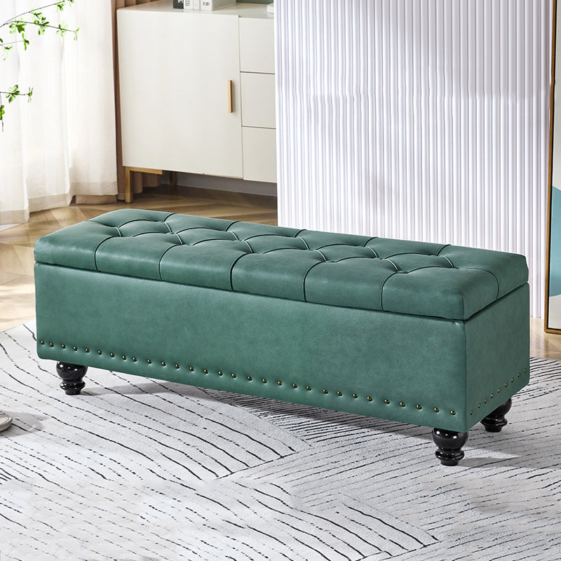 Contemporary Scandinavian Fabric-and-Wood Storage Bench, Rectangular, Backless, for Entryway