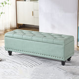 Contemporary Scandinavian Fabric-and-Wood Storage Bench, Rectangular, Backless, for Entryway