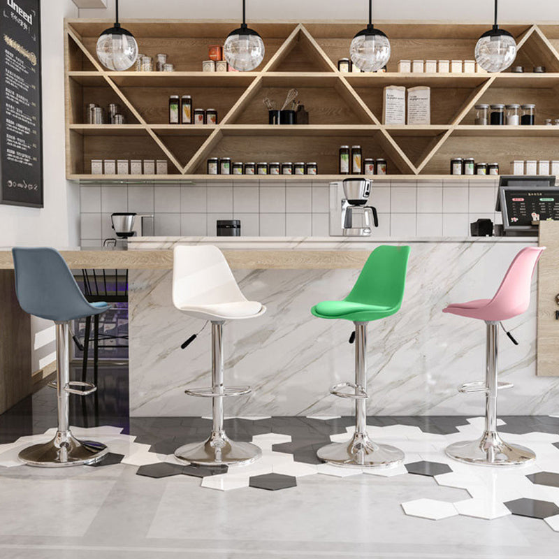 Modern Minimalist Oval Swivel Bar Stool with Foam-Padded Faux Leather Seat – Liftable, Backrest & Footrest, Metal & Plastic Frame for Kitchen