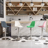 Modern Minimalist Oval Swivel Bar Stool with Foam-Padded Faux Leather Seat – Liftable, Backrest & Footrest, Metal & Plastic Frame for Kitchen