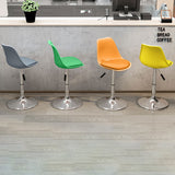 Modern Minimalist Oval Swivel Bar Stool with Foam-Padded Faux Leather Seat – Liftable, Backrest & Footrest, Metal & Plastic Frame for Kitchen