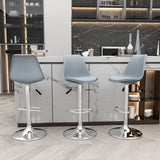 Modern Minimalist Oval Swivel Bar Stool with Foam-Padded Faux Leather Seat – Liftable, Backrest & Footrest, Metal & Plastic Frame for Kitchen