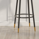 Contemporary Scandinavian Velvet Bar Stool with Iron Frame, Cushioned Round Seat, Backrest, Footrest, and Swivel — Perfect for Kitchen