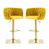 Modern Luxury Velvet Bar Stool with Metal Frame, Oval Cushioned Seat (Lift-Up), Backrest, Footrest, and Swivel – Ideal for Kitchen