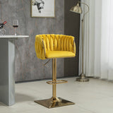 Modern Luxury Velvet Bar Stool with Metal Frame, Oval Cushioned Seat (Lift-Up), Backrest, Footrest, and Swivel – Ideal for Kitchen