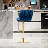 Modern Luxury Velvet Bar Stool with Metal Frame, Oval Cushioned Seat (Lift-Up), Backrest, Footrest, and Swivel – Ideal for Kitchen