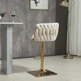 Modern Luxury Velvet Bar Stool with Metal Frame, Oval Cushioned Seat (Lift-Up), Backrest, Footrest, and Swivel – Ideal for Kitchen