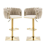 Modern Luxury Velvet Bar Stool with Metal Frame, Oval Cushioned Seat (Lift-Up), Backrest, Footrest, and Swivel – Ideal for Kitchen