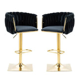 Modern Luxury Velvet Bar Stool with Metal Frame, Oval Cushioned Seat (Lift-Up), Backrest, Footrest, and Swivel – Ideal for Kitchen
