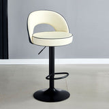 Modern Minimalist Faux Leather Bar Stool with Metal Frame, Round Liftable Seat, Backrest, Footrest, and Swivel – for Kitchen