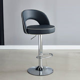 Modern Minimalist Faux Leather Bar Stool with Metal Frame, Round Liftable Seat, Backrest, Footrest, and Swivel – for Kitchen