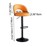 Modern Minimalist Faux Leather Bar Stool with Metal Frame, Round Liftable Seat, Backrest, Footrest, and Swivel – for Kitchen