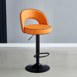 Modern Minimalist Faux Leather Bar Stool with Metal Frame, Round Liftable Seat, Backrest, Footrest, and Swivel – for Kitchen