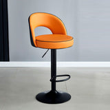 Modern Minimalist Faux Leather Bar Stool with Metal Frame, Round Liftable Seat, Backrest, Footrest, and Swivel – for Kitchen