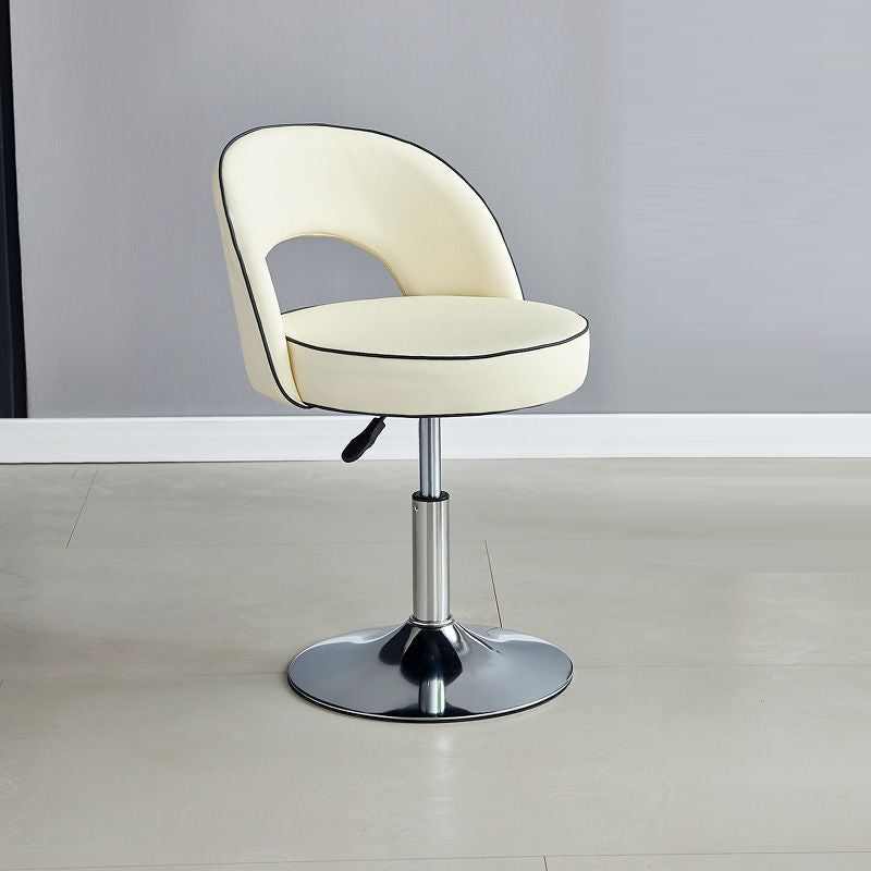 Modern Minimalist Faux Leather Bar Stool with Metal Frame, Round Liftable Seat, Backrest, Footrest, and Swivel – for Kitchen