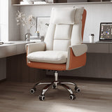 Modern Minimalist PCV Leather Desk Chair with Aluminum Alloy Steel Frame, Cushioned Seat, Reclinable Backrest, Footrest and Headrest – Home Office