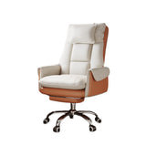 Modern Minimalist PCV Leather Desk Chair with Aluminum Alloy Steel Frame, Cushioned Seat, Reclinable Backrest, Footrest and Headrest – Home Office