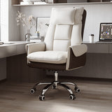 Modern Minimalist PCV Leather Desk Chair with Aluminum Alloy Steel Frame, Cushioned Seat, Reclinable Backrest, Footrest and Headrest – Home Office