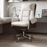 Modern Minimalist PCV Leather Desk Chair with Aluminum Alloy Steel Frame, Cushioned Seat, Reclinable Backrest, Footrest and Headrest – Home Office