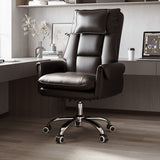 Modern Minimalist PCV Leather Desk Chair with Aluminum Alloy Steel Frame, Cushioned Seat, Reclinable Backrest, Footrest and Headrest – Home Office