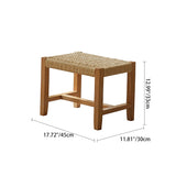 Traditional Japanese Weaving Ash Wood & Rattan Rectangular Rocking Chair with Recliner, Armrest & Footstool for Living Room
