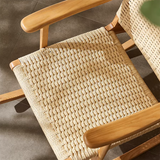 Traditional Japanese Weaving Ash Wood & Rattan Rectangular Rocking Chair with Recliner, Armrest & Footstool for Living Room