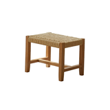 Traditional Japanese Weaving Ash Wood & Rattan Rectangular Rocking Chair with Recliner, Armrest & Footstool for Living Room