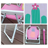 Kids' Outdoor Folding Recliner with Sunshade and Backrest - Contemporary Cartoon Design, Metal Square Frame, PP Construction