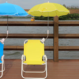 Kids' Outdoor Folding Recliner with Sunshade and Backrest - Contemporary Cartoon Design, Metal Square Frame, PP Construction
